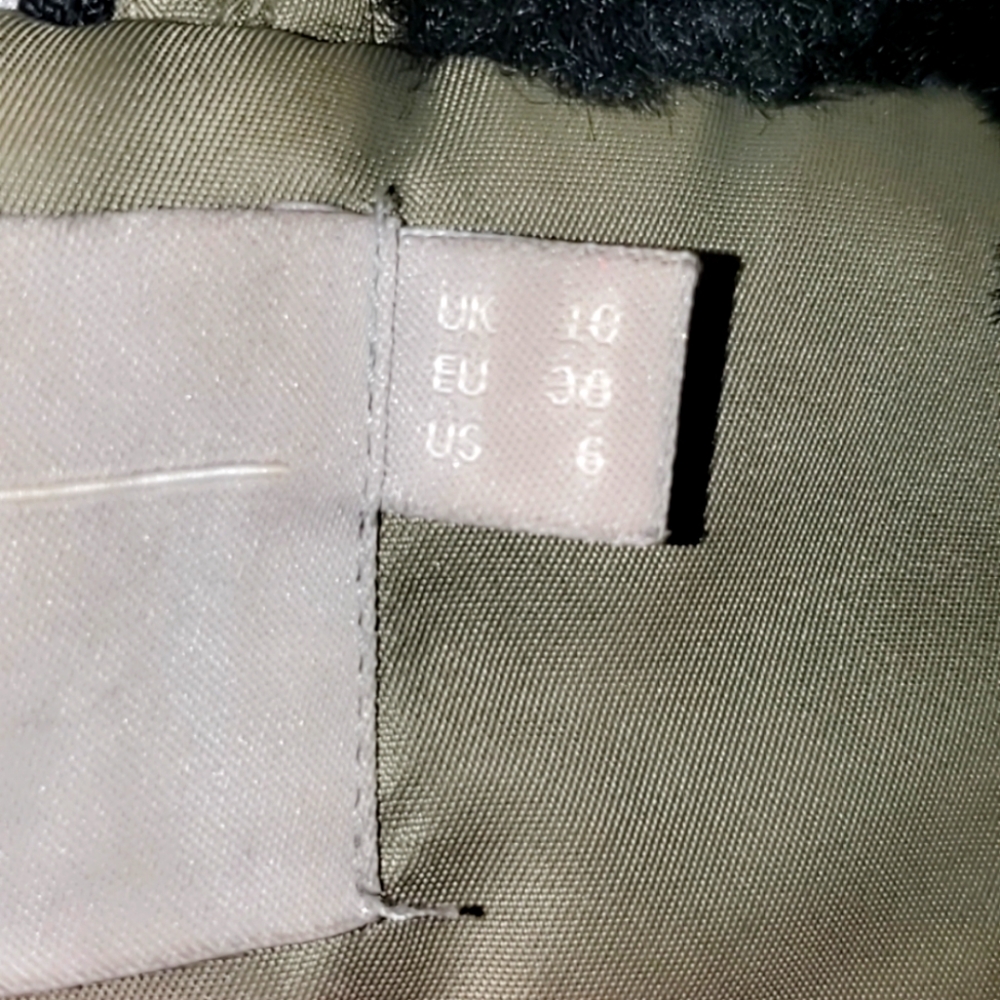 Asos winter coat olive Green khaki faux fur hood size 6 - Picture 3 of 3